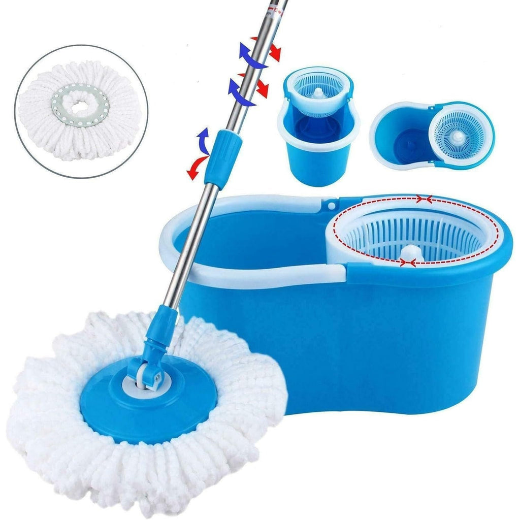 360° Spin Mop and Bucke Set for Home, Wet Dust Mop for Floor Cleaning with 4 Mop Heads