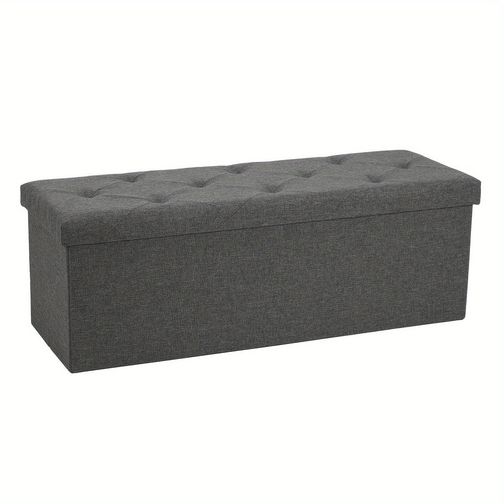Sweetcrispy 43 Inches Folding Storage Ottoman Bench, Holds up to 660 Lb, End of Bed Storage Bench Foot Rest Stools Large Storage Chest with Padded Seat for Bedroom, Living Room, Entryway