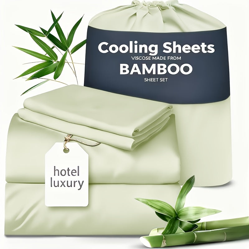 Cooling Sheets for Hot Sleepers Bamboo Bed Sheets Set 4 Pcs 1660TC Ultra Soft Deep Pocket Fitted Sheet & Pillowcases Twin Full Queen King Multiple Colors