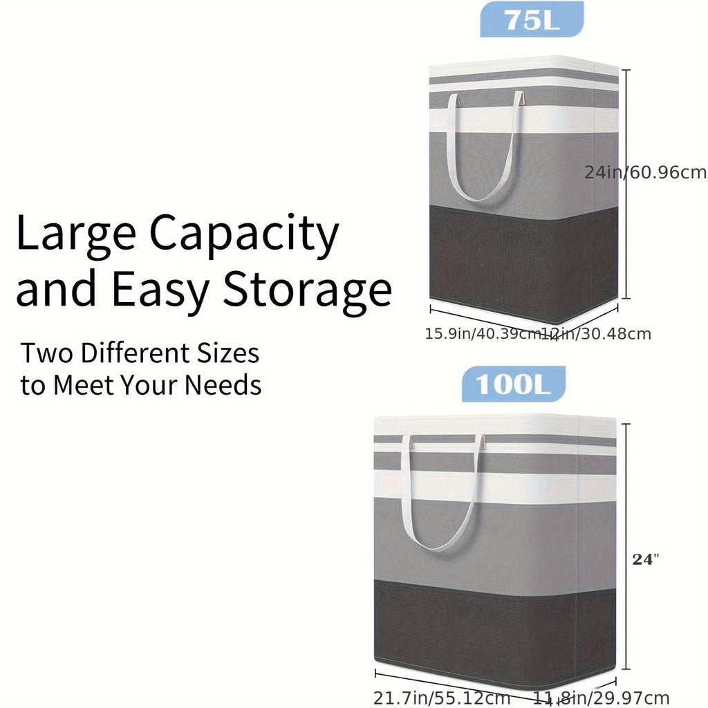3pcs Laundry Basket, Freestanding Laundry Hamper, Collapsible Tall Clothes Hamper with Easy Carry Handles for Clothes, Towels in the Family and Dorm, Laundry Baskets