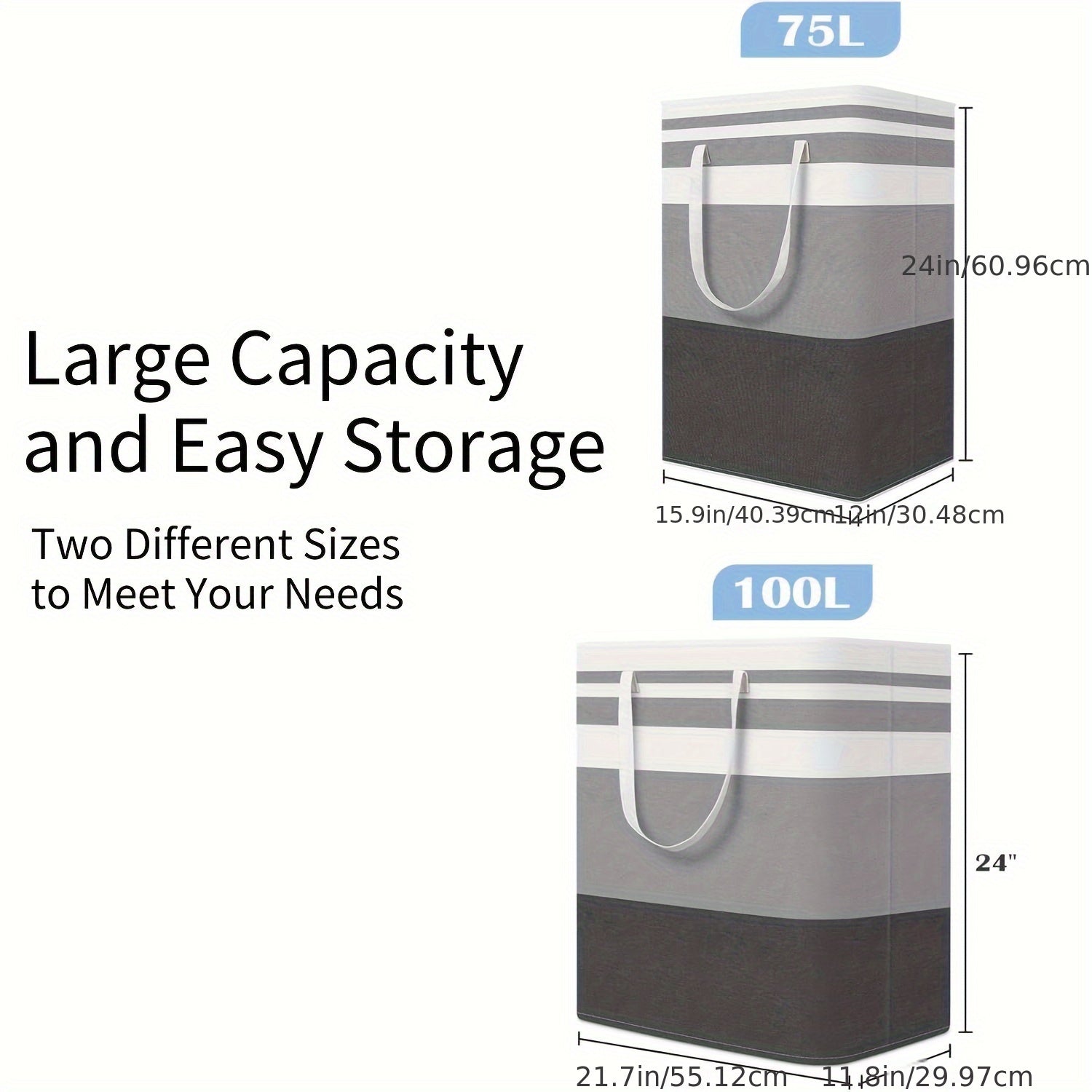 3pcs Laundry Basket, Freestanding Laundry Hamper, Collapsible Tall Clothes Hamper with Easy Carry Handles for Clothes, Towels in the Family and Dorm, Laundry Baskets