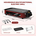 Electric Smokeless Grill Indoor BBQ Grill & Griddle with Non-Stick Removable Plate, Portable Suitable for, Dishwasher Safe, 1500W Fast, 304 Stainless Plate & Hot Pot, Gifts for Christmas, Compact for Small Spaces