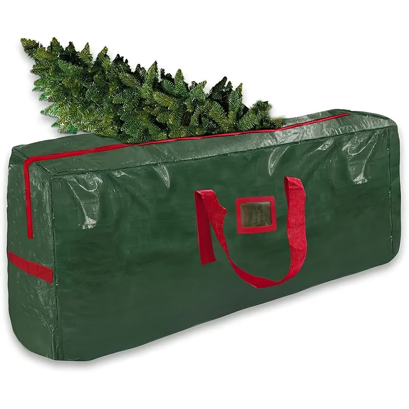 [Extra Large Christmas Tree Bag] Christmas Extra Large Tree Storage Bag | Durable PVC Material, Double Zippers And Strong Handles, Suitable For Trees Under 7.5 Feet, Red Green