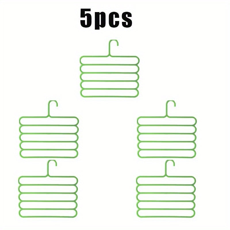5-Piece Set Non-Slip 5-Layer Closet Pants Storage Rack - Space Saving Hanger for Clothes, Pants, Scarf, Tie - Sturdy and Durable Closet Organizer for Laundry Rooms
