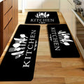 3pcs Kitchen Alphabet Theme Mat Set, Knife And Fork Pattern, Musthave for Home, Non Slip, Soft, Easy to Clean, Suitable for Bedrooms, Living And Dining Room, Kitchen, Bathroom, Gift for Friend And Family, Kitchen Accessories, Halloween Decorations