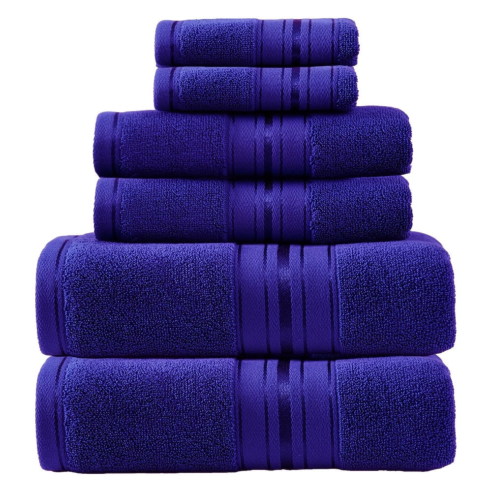 100% Cotton 6pcs Luxurious Towel Set - Super Soft, Absorbent & Stylishly Durable, Rapidly Drying, Gentle On Skin, Perfect For Bathroom, Spa, Hotel And Swimming Pool Including Washcloth, Hand & Bath Towels, Wash Cloths