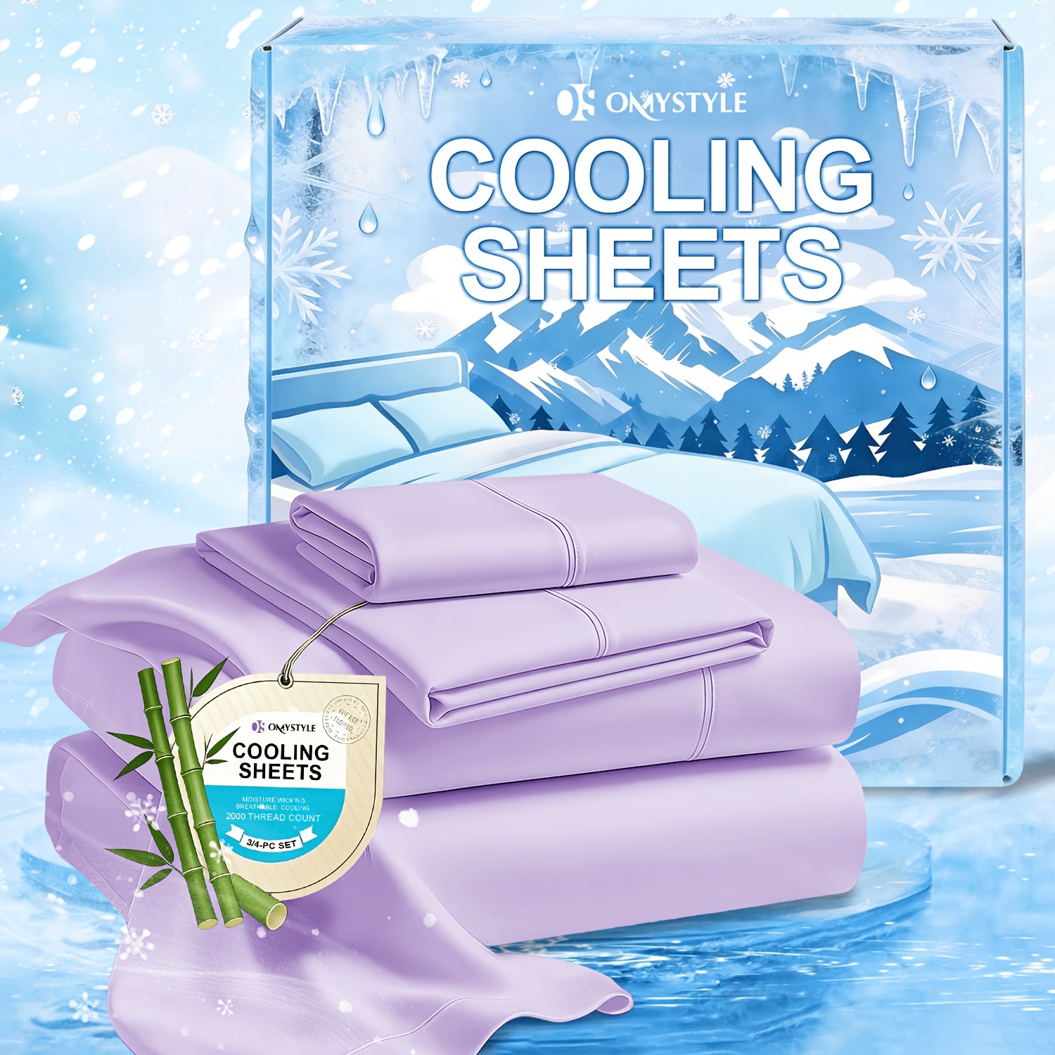 Cooling Bamboo Sheets Set Deep Pocket Ultra Soft Breathable Skin-Friendly Fitted Sheet Flat Sheet Pillowcases Wrinkle Free Twin Full Queen King Kids Gift