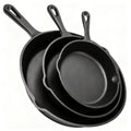 3pcs Bare Cast Iron Skillet Set (6/8/10 Inch) - Heavy-Duty Heirloom-Grade Sand Casting, Seasoning, Stir-fries, Non-Stick Surface & Oven/Grill/Campfire Safe - Even Heat Distribution For Steak, Cornbread, Baking - Rustic Kitchen Cookware Essentials