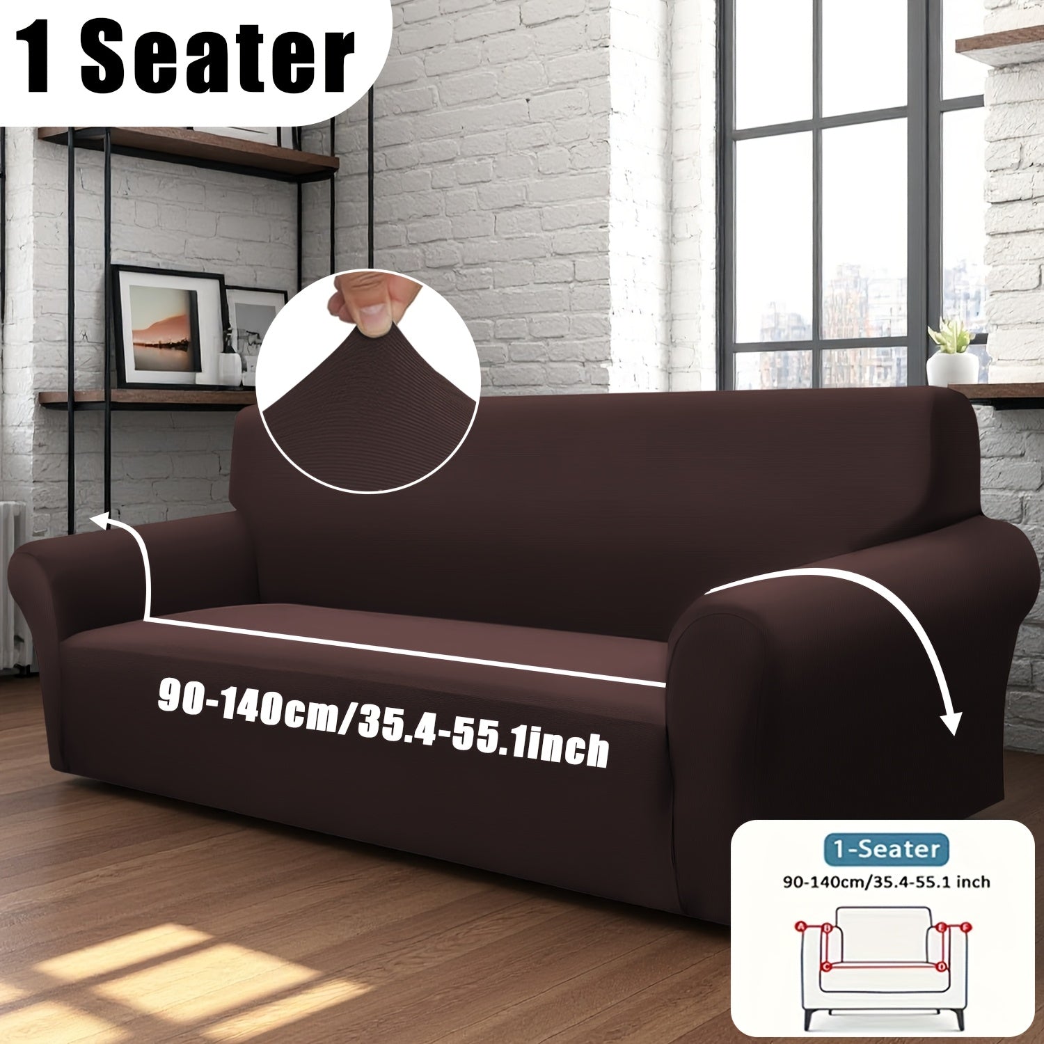 Classic Stretch Sofa Cover with Elastic Band, Milk Fiber Fabric Slipcover-Grip, Machine Washable, Polyester And Spandex, Fits Armchair to 4-Seater Sofas, International Style Throw Design