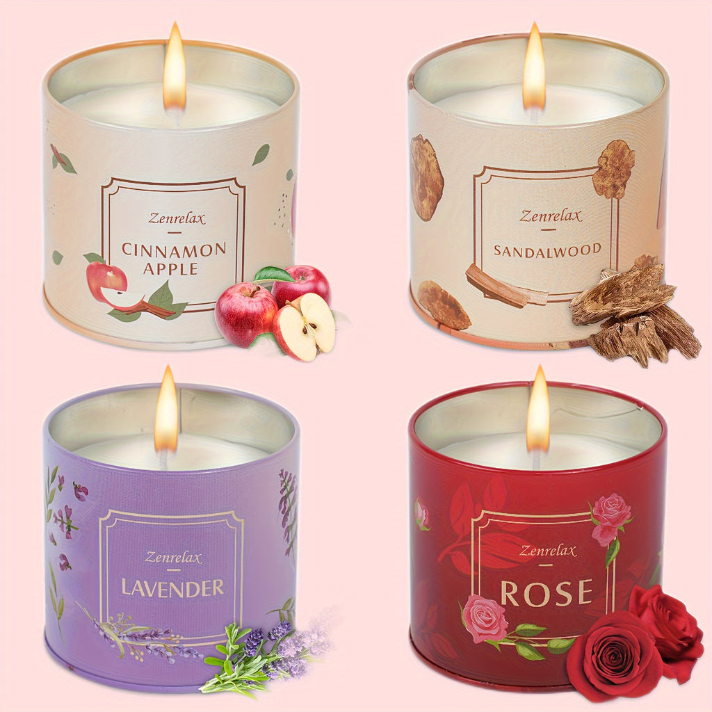 30oz Scented Candle Set for Women - Rose, Sandalwood, Cinnamon, Apple & Lavender Fragrances in Metal Jar - Perfect Christmas, Valentine's Day & Birthday Gift Seasonal Holiday Decorations for Halloween
