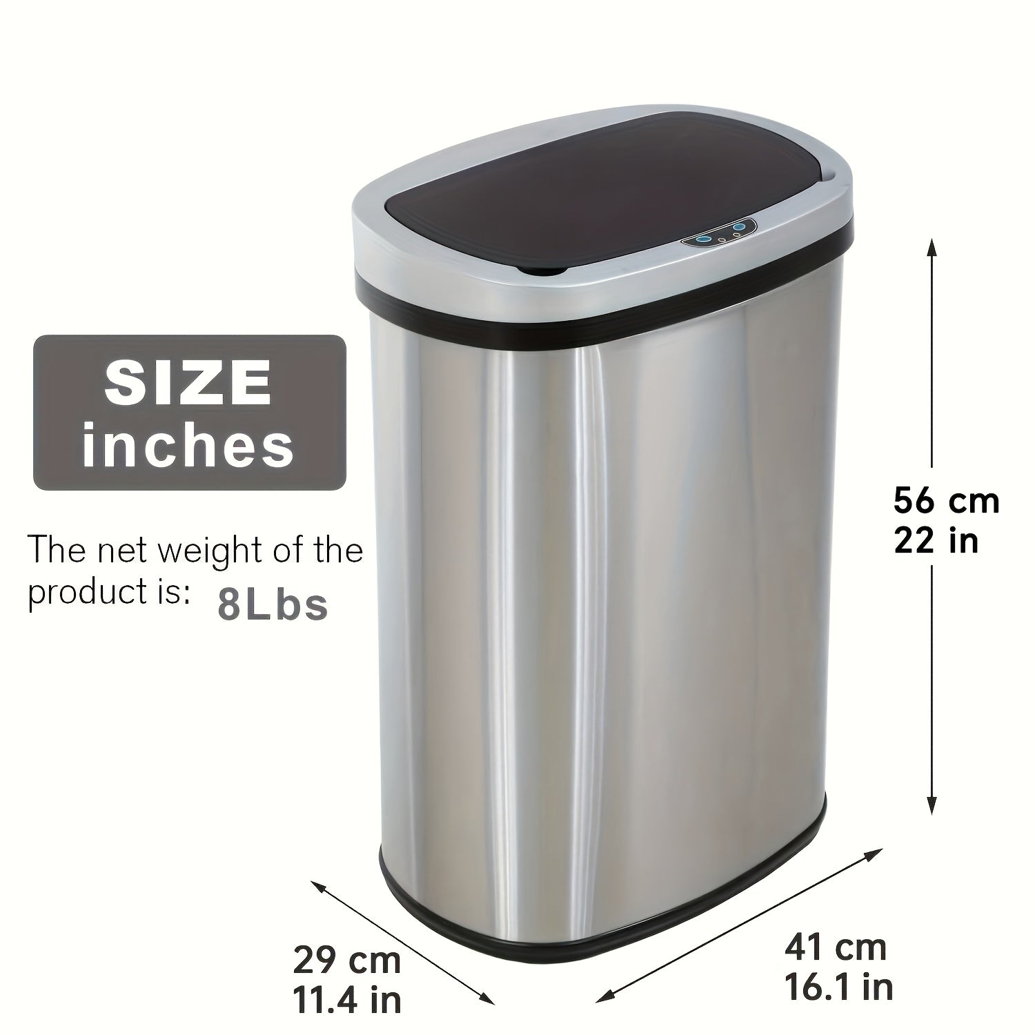 13 Gallon Trash Can Kitchen Waste Bin 50L, Automatic Garbage Can Touchless Motion Sensor, for Office Bedroom Living Room Trash Can