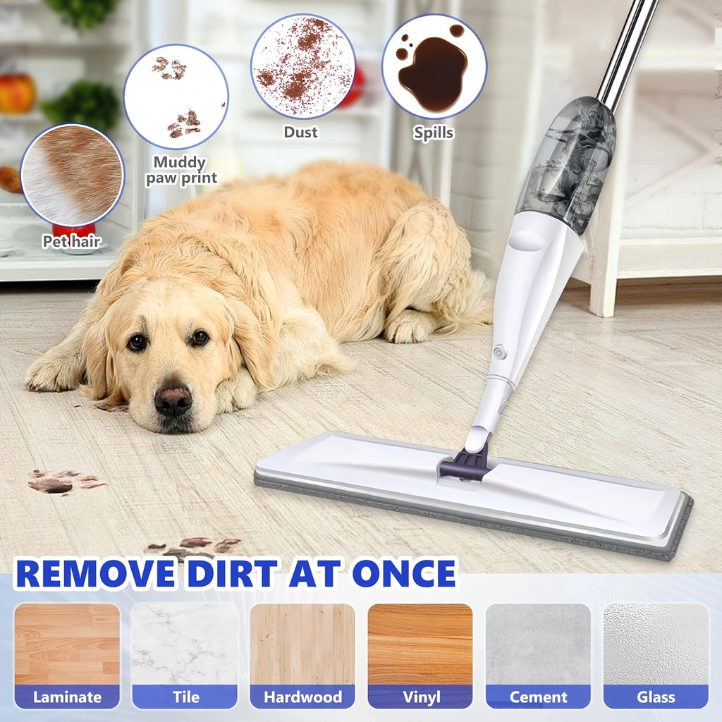4pcs Set (1Spray Mop And 3 Washable Pads) Water-Spraying Flat Mop. Mops for Floor Cleaning. Dry And Wet Dual-Purpose. Household Floor Mop. for Floor Cleaning. Suitable for Hardwood, Laminate, Tiles, Ceramics