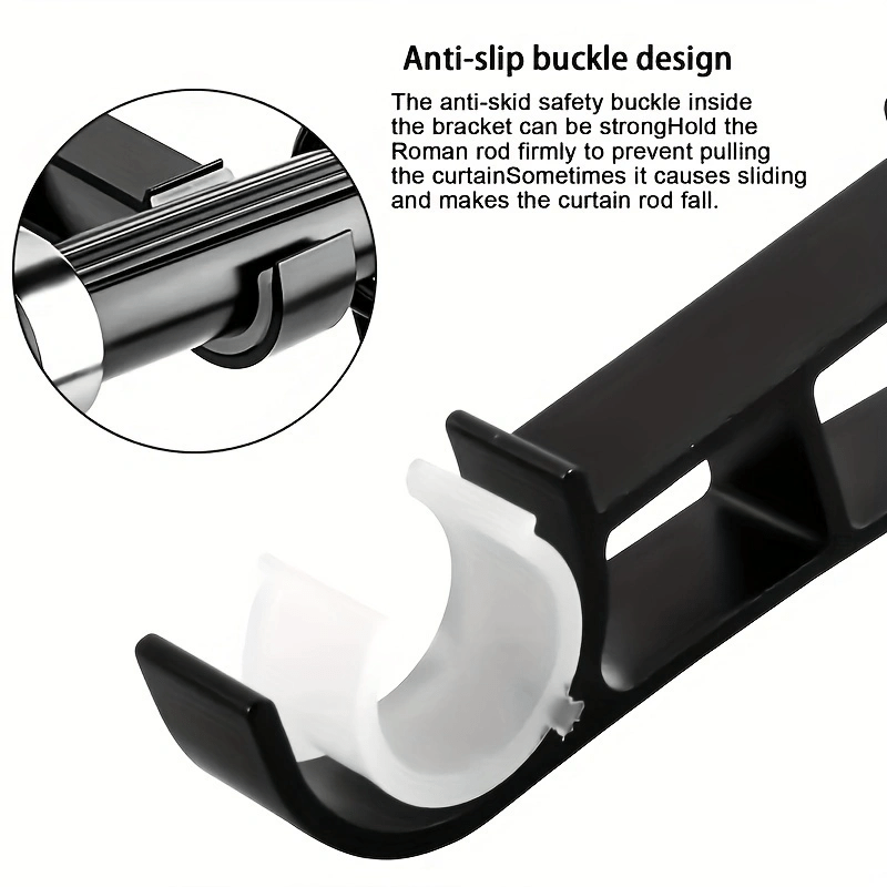4pcs Heavy Duty Aluminum Alloy Double Curtain Rod Brackets - Sturdy Hook & Base Accessories for Secure Hanging