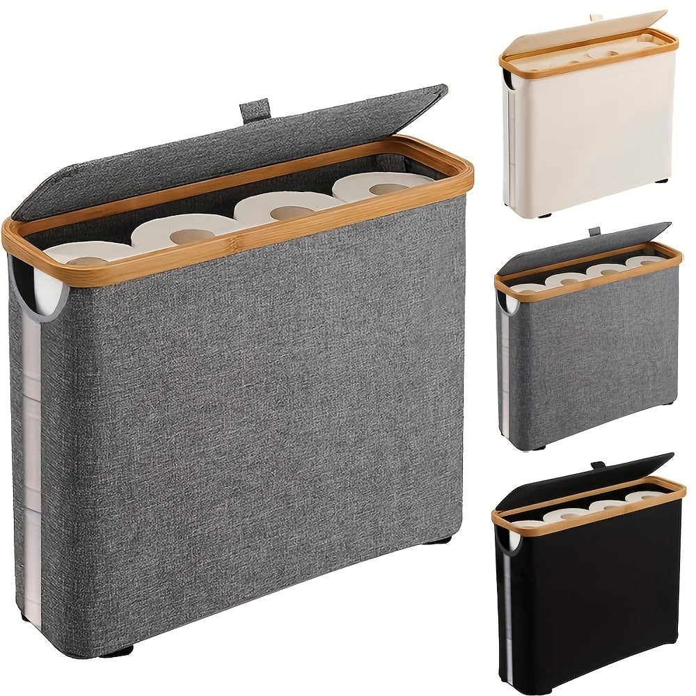 Toilet Paper Basket, Bamboo Toilet Paper Storage - Ultimate Bathroom Storage with Bamboo Lid, Large Toilet Paper Holder Can Hold 9 Rolls, Bathroom Toilet Paper Storage Cabinet, Toilet Paper Storage Containers