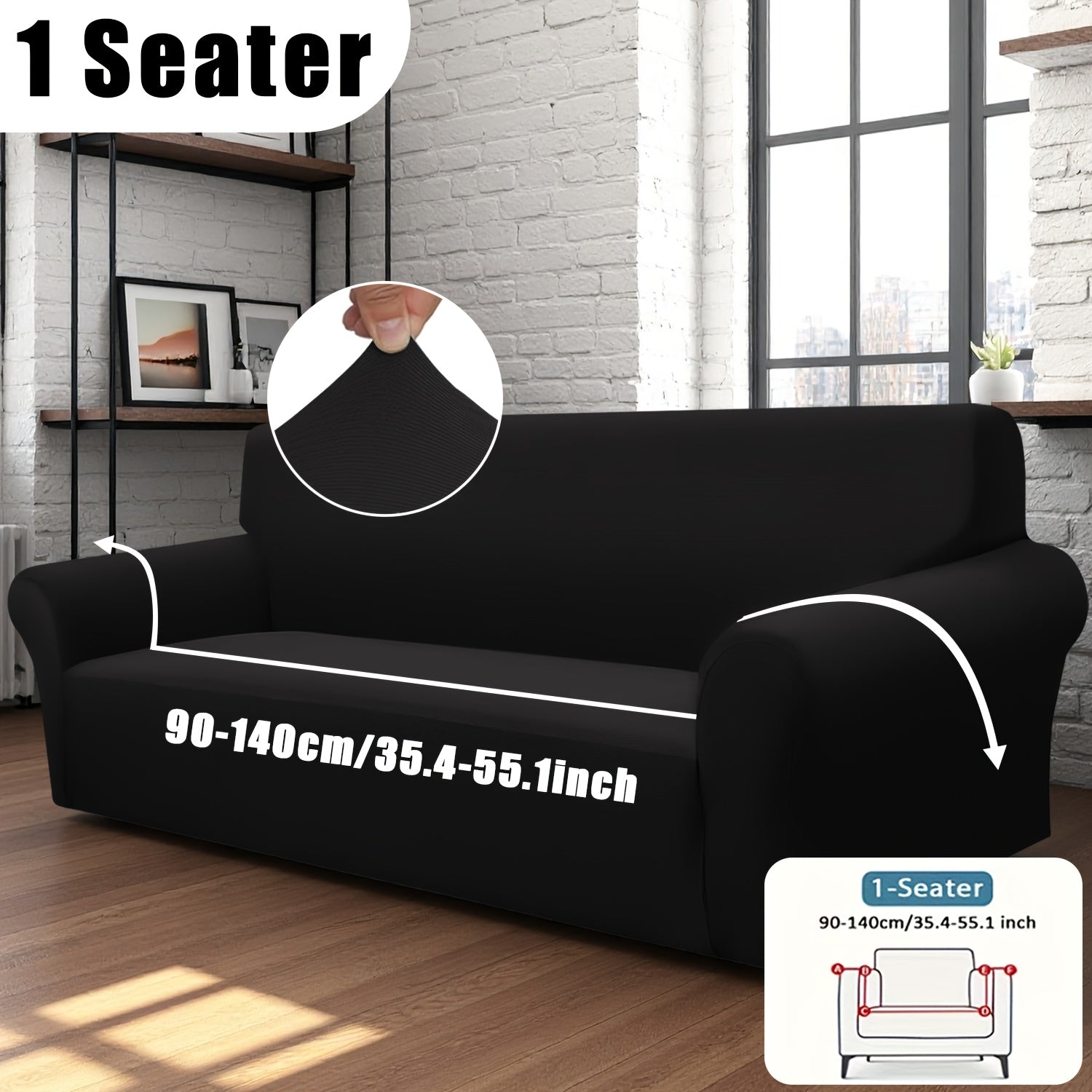 Classic Stretch Sofa Cover with Elastic Band, Milk Fiber Fabric Slipcover-Grip, Machine Washable, Polyester And Spandex, Fits Armchair to 4-Seater Sofas, International Style Throw Design