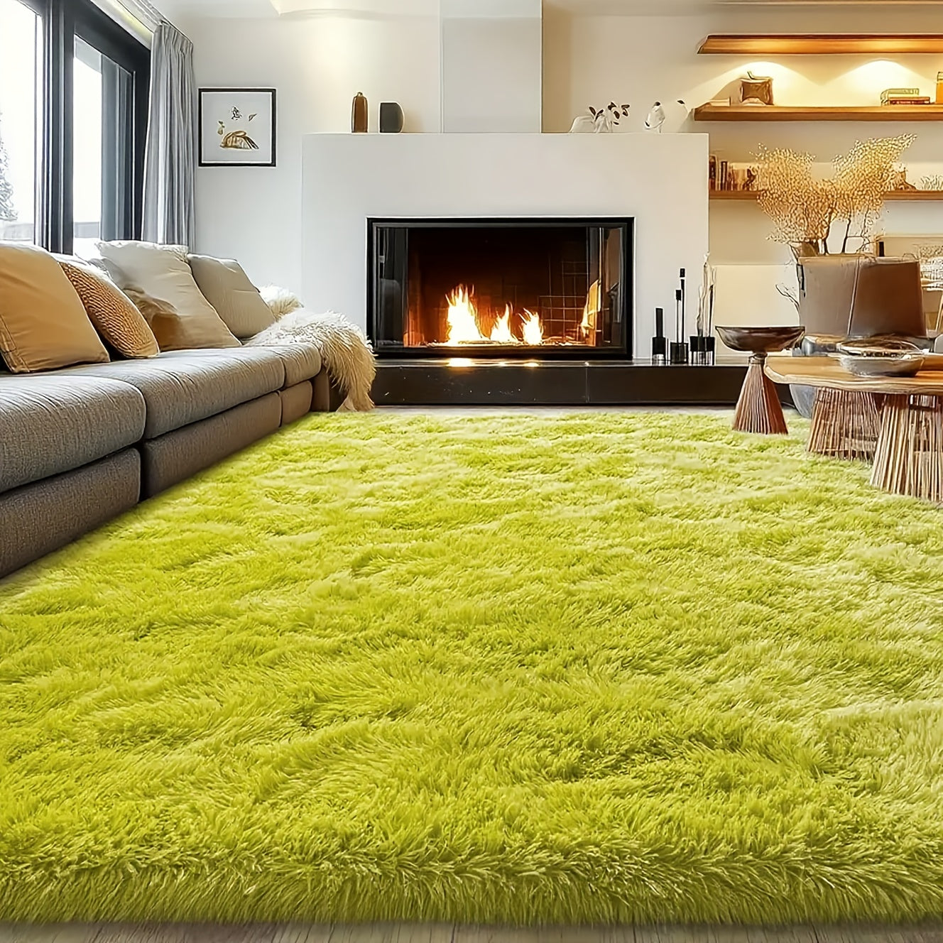 8X10 Feet Luxury Large Rug for Living Room, Fuzzy Plush Large Area Rug, Fluffy Modern Shag Non-Slip Soft Furry Carpet for Bedroom Study Room Teens Dorm Home Decor Christmas Gift