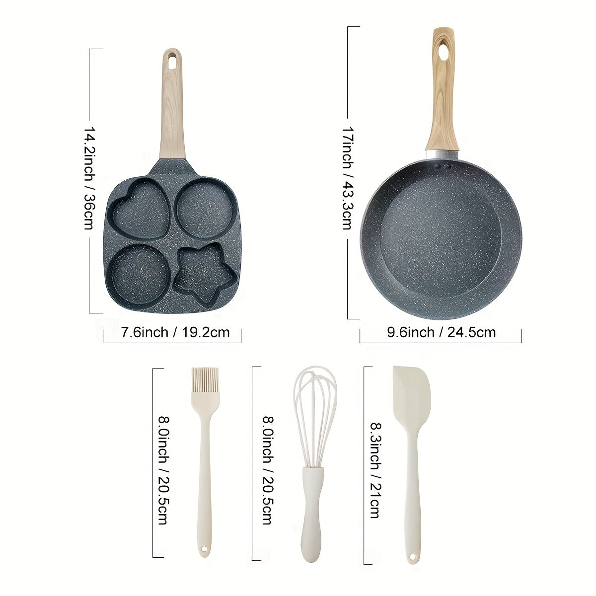 1/5pcs Premium Non-stick Breakfast Skillet For Eggs, Burgers And Omelettes - Easy Food Release, Heat-resistant Wooden Handle, Easy To Clean - Perfect For Home Kitchen Cooking For Christmas Gathering Pots And Pans Sets, Black Friday Items