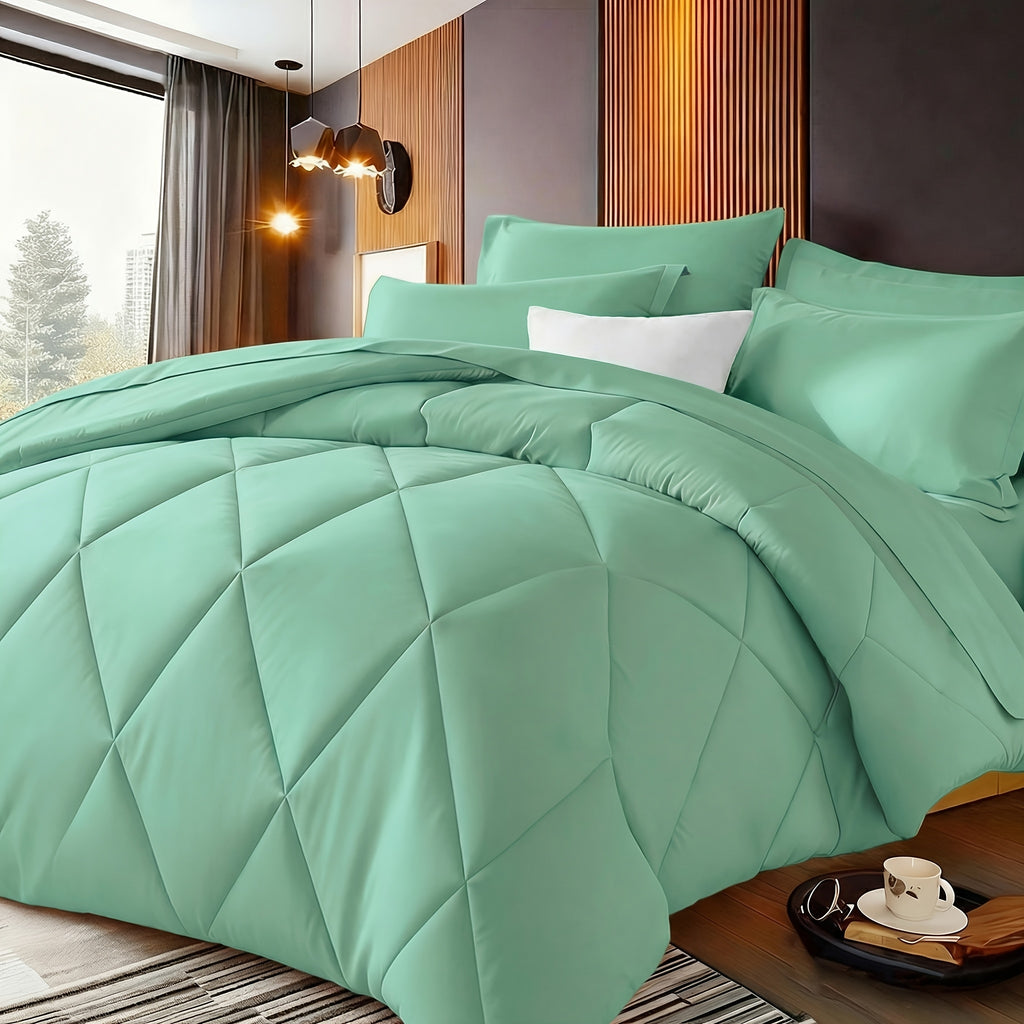 2/3pcs Solid Color Diamond Pattern Large & Extra-Large Bed Sheet Sets Soft Comfortable And Ultra-fine Fiber Filled Lightweight Fabric Breathable Quilt Easy to Take Care Of Equipped with Quilts And Pillowcases Luxurious Quality & Ideal Gift