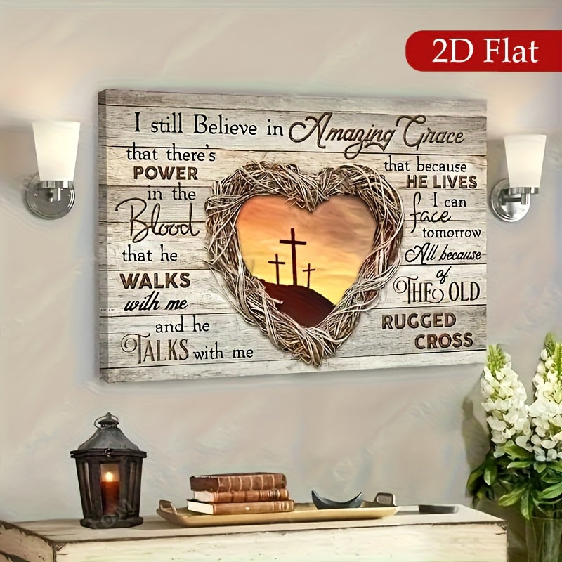 2D Flat, 1pc Wood Framed Canvas, Sunset Painting, God Landscape Canvas, Into The Arms Of Jesus, Gift for Christian, Ready to Hang