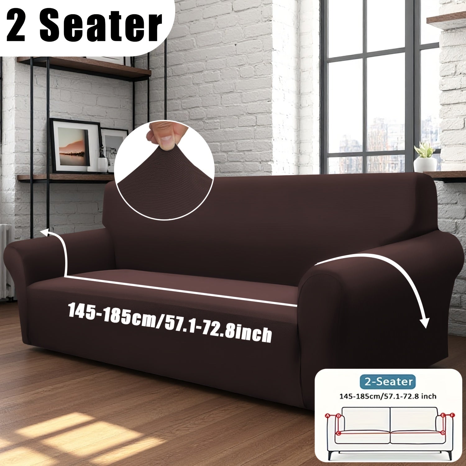 Classic Stretch Sofa Cover with Elastic Band, Milk Fiber Fabric Slipcover-Grip, Machine Washable, Polyester And Spandex, Fits Armchair to 4-Seater Sofas, International Style Throw Design