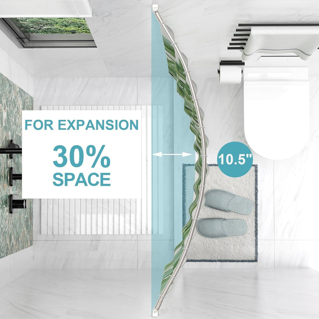 Curved Shower Curtain Rod - Adjustable 43-72 Inches, Rustproof Aluminum, Elegant Brush Nickel Finish for Bathroom, Bathtub, And Stall