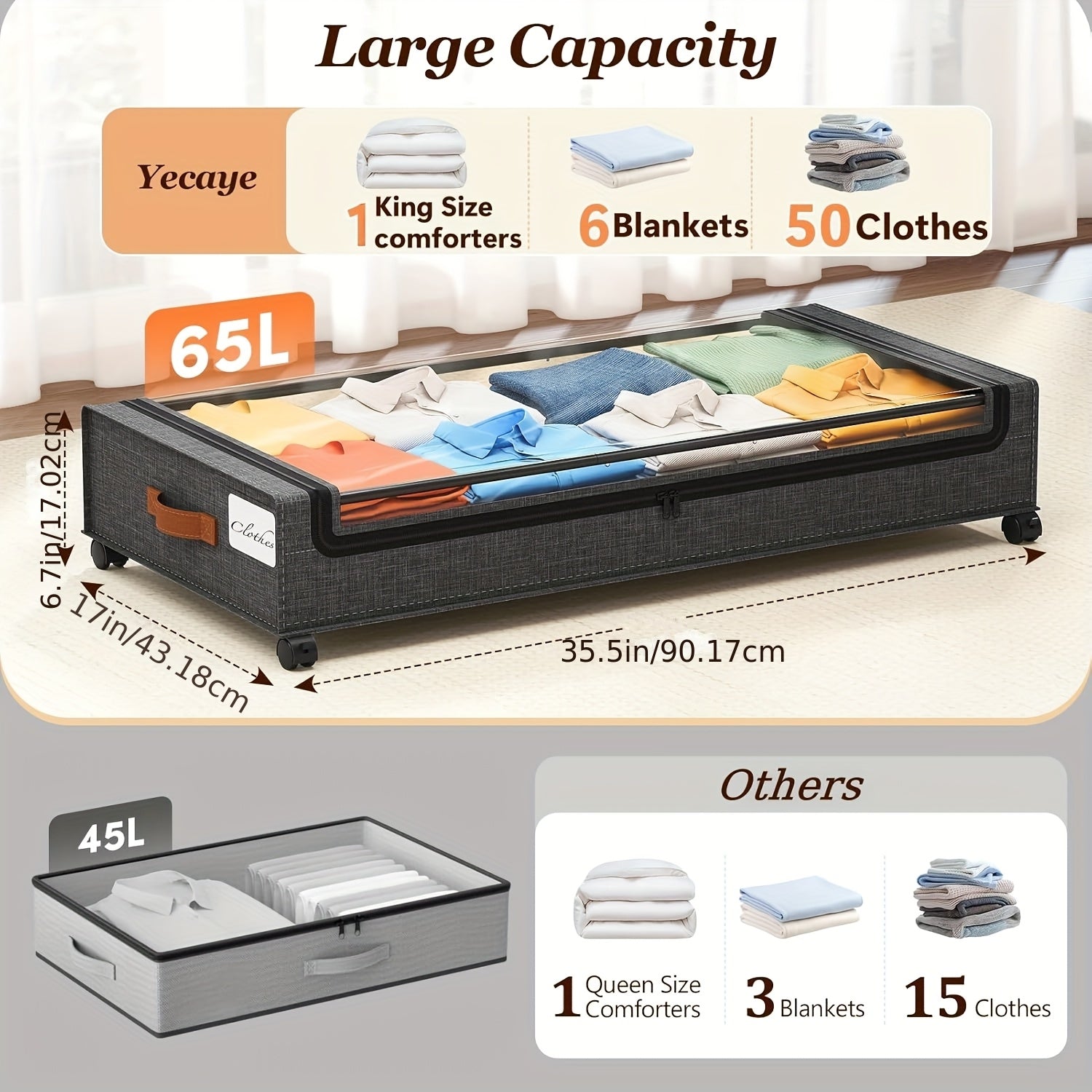 2-Pack Wheeled Under Bed Storage Box, Under Bed Storage Box, Under Bed Shoe Rack Organizer, Metal Drawer Under Wheel Bed for Clothes, Blankets, Shoes,, Books, Bedding, Under-Bed Storage