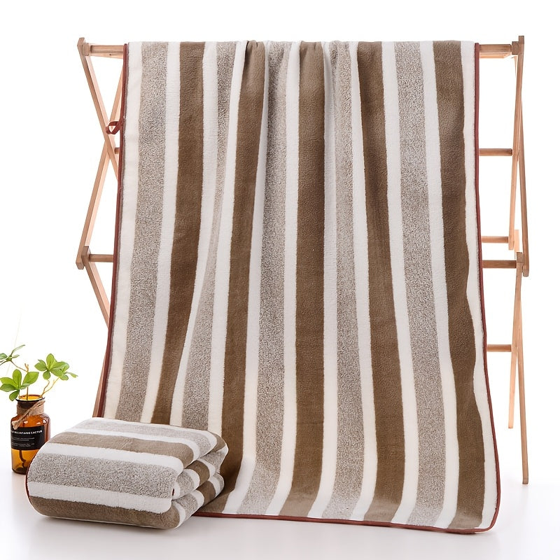 1/4pcs Striped Bath Towel Set, Beach Towel Bath Towel, Absorbent And Quick-Drying Shower Towel, Super Soft And Skin-Friendly Bathing Towel, for Home Bathroom, Ideal Bathroom Supplies Family Essentials. 70X140Cm/27.6X55.1 Inches
