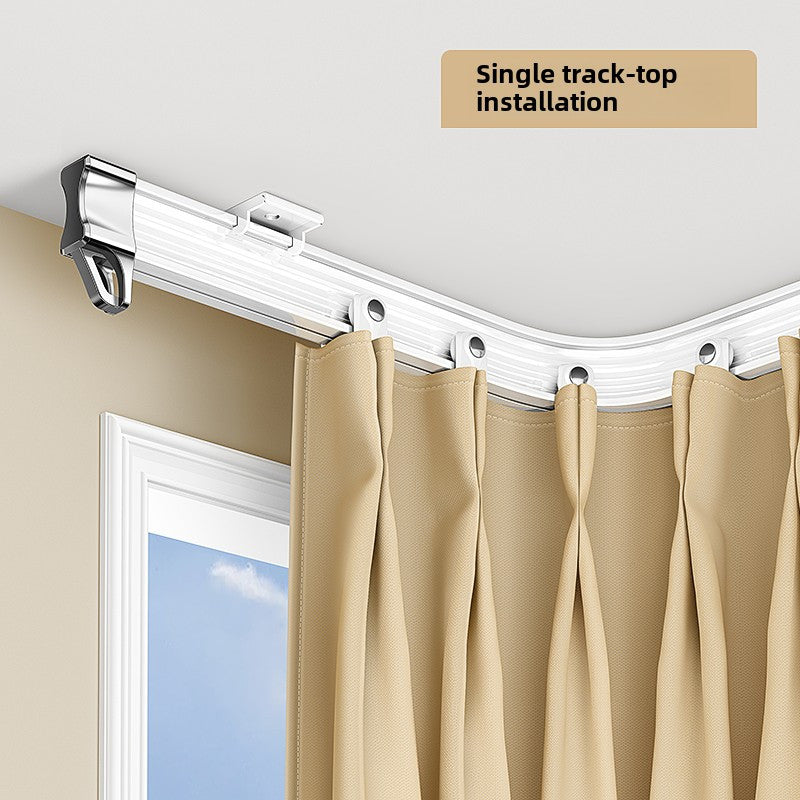 White Glossy Flexible Alloy Plastic Curtain Rail - Easy to Install on Ceiling, Trim to Fit, Ideal for Bathroom and Home Decor, Bay Window Decoration | Modern Curtain Accessories | Durable PVC Track, Bend as Needed
