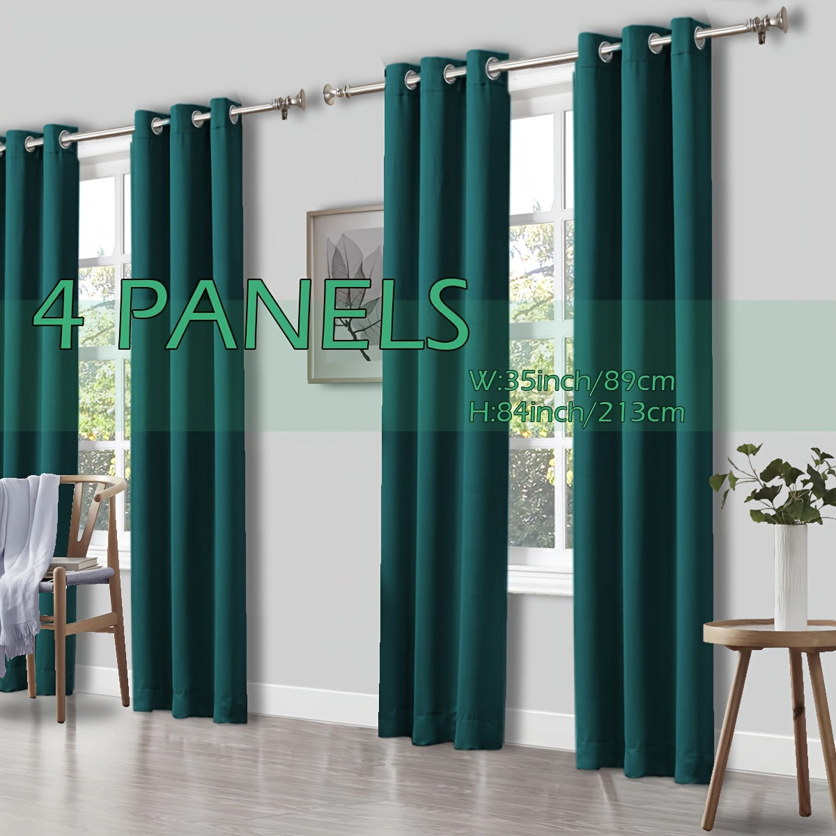 4 Panels Thermal Insulated Blackout Curtains - Triple Weave Thermal Insulation & Light Blocking, Solid Grommet Top, Polyester/ Linen-like Fabric, Deep Red for Bedroom, Living Room, Office - Window Drapes for Complete Darkness & Comf
