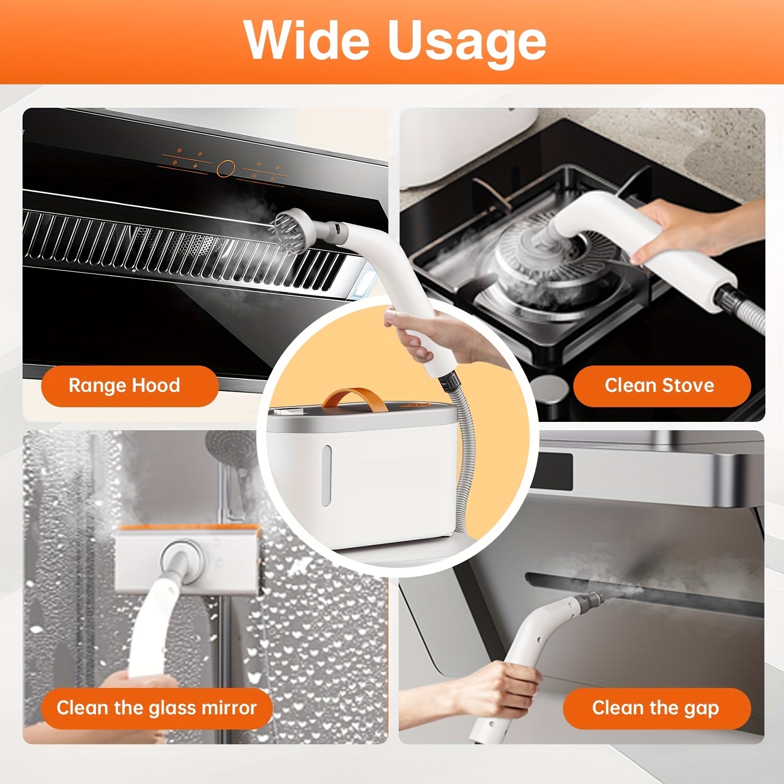 4.4bar High-power Fast Heating Handheld Steam Cleaner -6 Multifunctional Drama Heads, Large Capacity And Dual Safety Automatic New Electric Protection (kitchen, Sofa, Floor, Bathroom, Air Conditioning, Refrigerator, Cars), 47.34oz