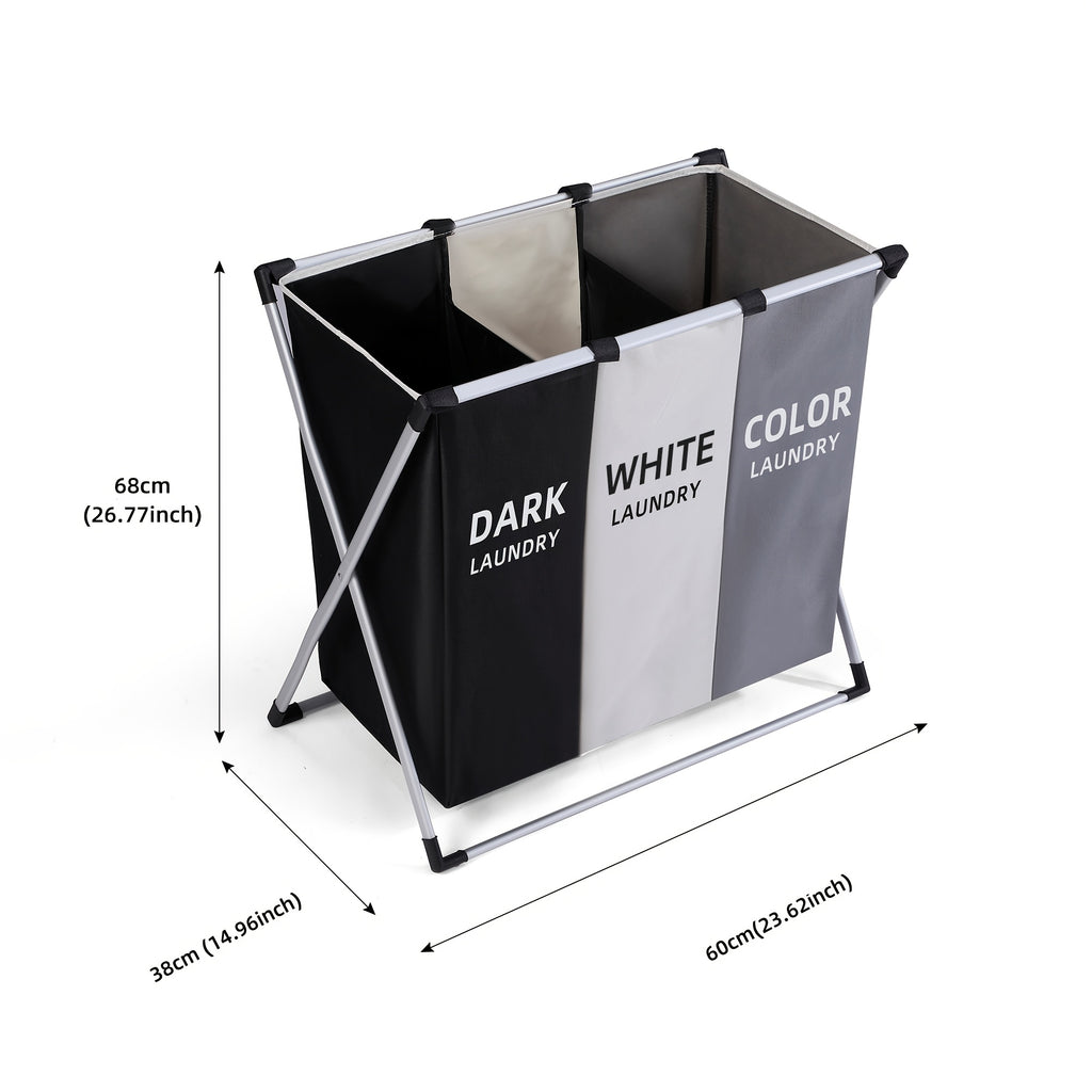 1pc Large Rectangular Laundry Hamper Basket with Handles - Durable Fabric, Dark Grey/White/Black Options, Multi-Component Design for Home, College Dorm, Bathroom & Bedroom - Stylish & Functional Clothes Storage Organizer, Laundry Baskets