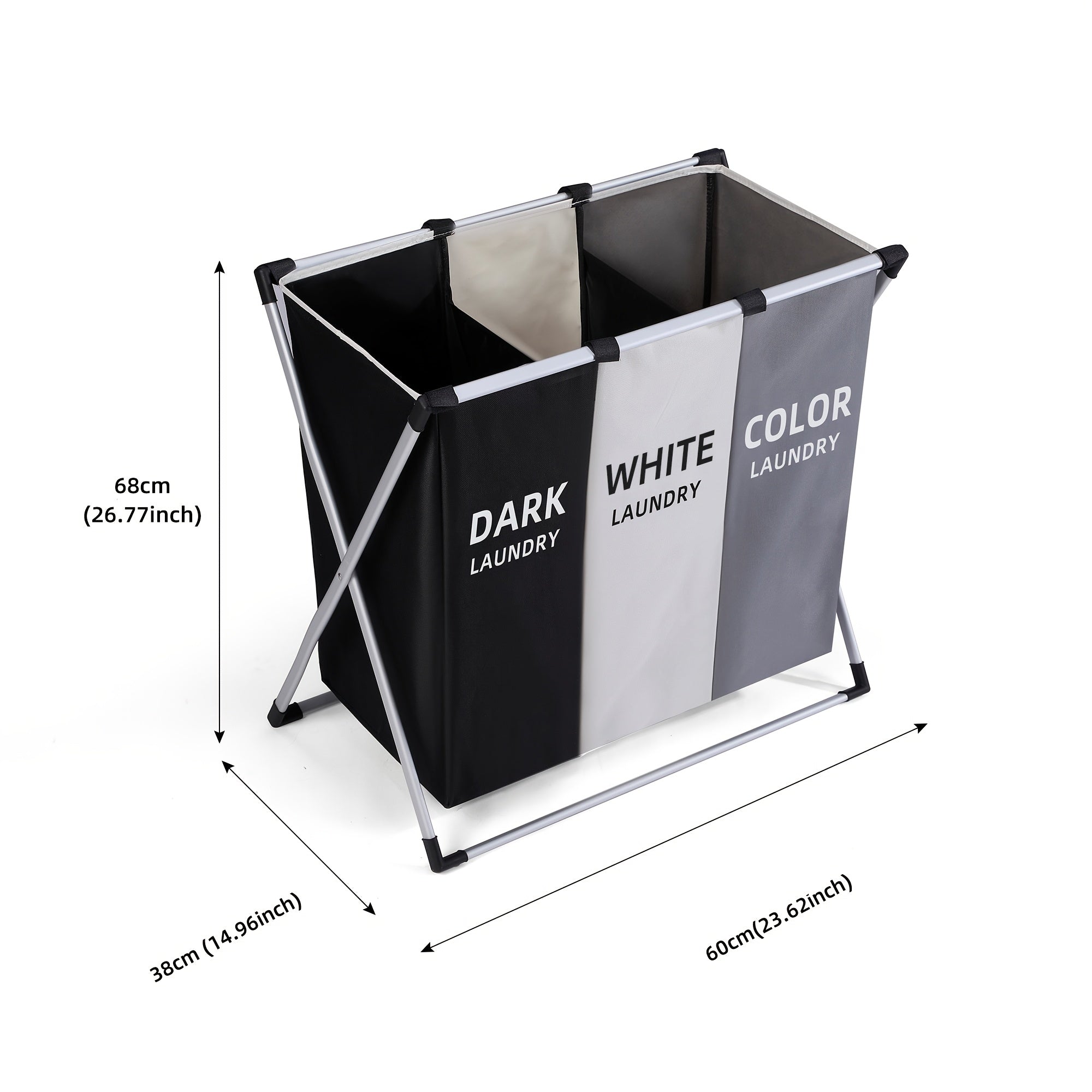 1pc Large Rectangular Laundry Hamper Basket with Handles - Durable Fabric, Dark Grey/White/Black Options, Multi-Component Design for Home, College Dorm, Bathroom & Bedroom - Stylish & Functional Clothes Storage Organizer, Laundry Baskets
