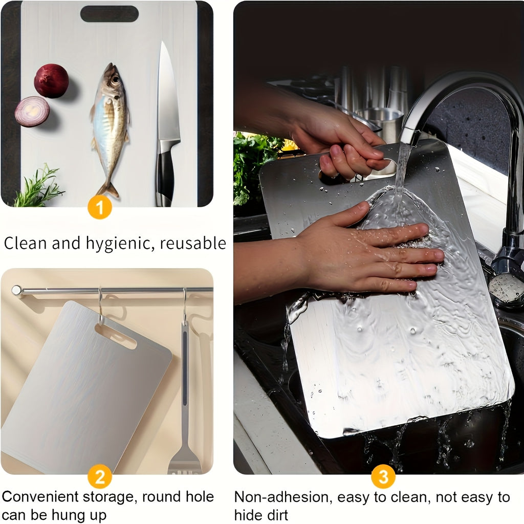 3pcs Set of High-Quality Stainless Steel Cutting Boards - Durable, Easy to Clean, Kitchen Ready, Space Saving, Rust Resistant And BPA Free, Ensuring Food Safety