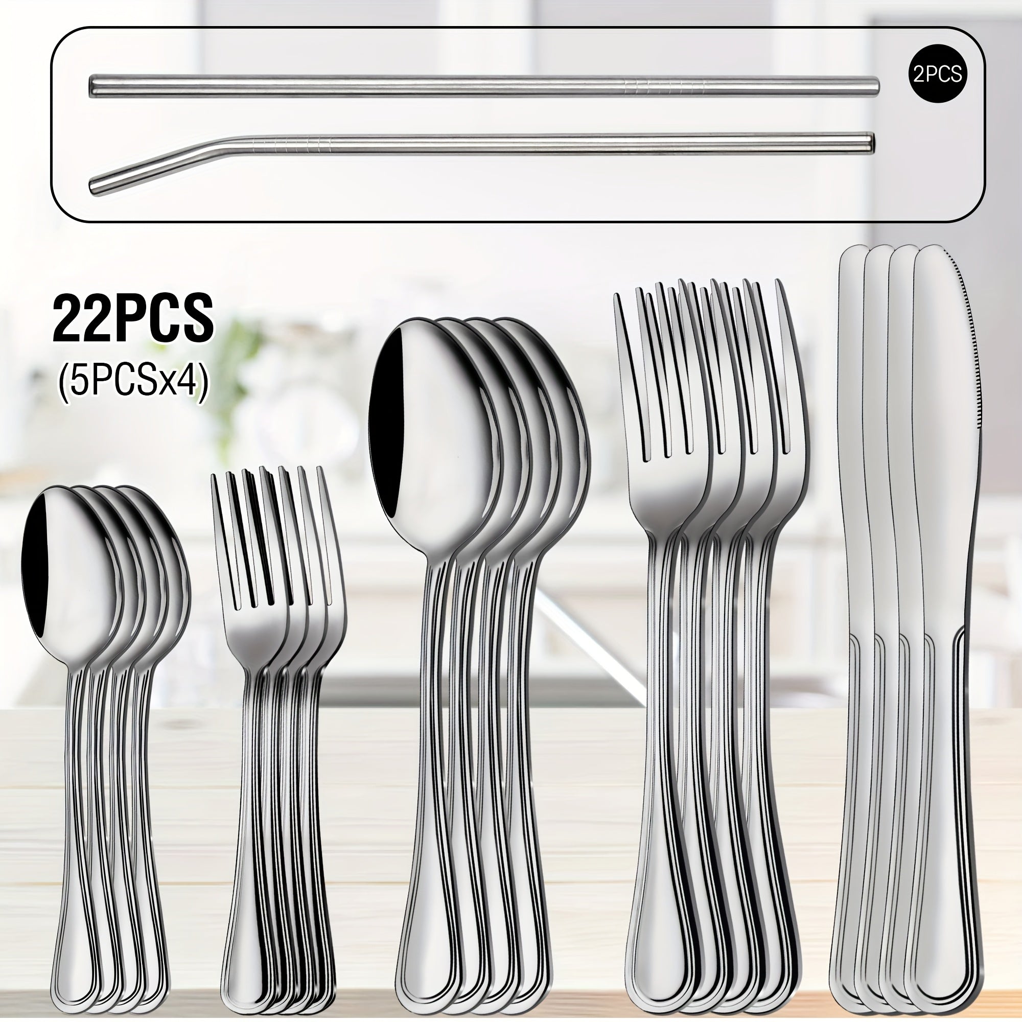 Stainless Steel Flatware Cutlery Set, 20/22/40/60/72pcs for 4/8/12, Silvery/Black/Golden, for Home Kitchen Restaurant Hotel, Affordable Utensils Set, Mirror Polished, Dishwasher Safe, Perfect for Gifts Weddings Outdoor Camping.Local Warehouse