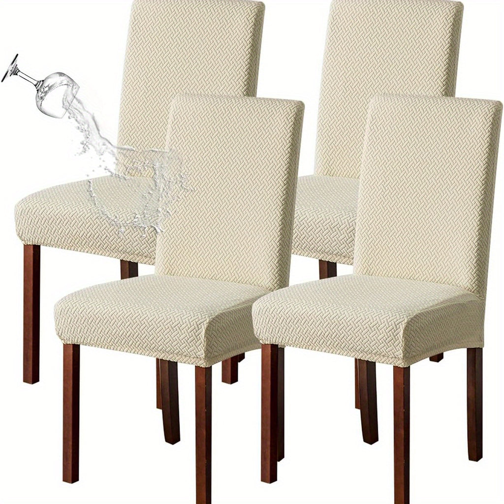 4/6pcs Chair Covers, Polar Fleece Jacquard, All-in-One Design with Elastic-band Closure, Machine Washable, for Dining Room Kitchen Chairs, 200-250 g/㎡