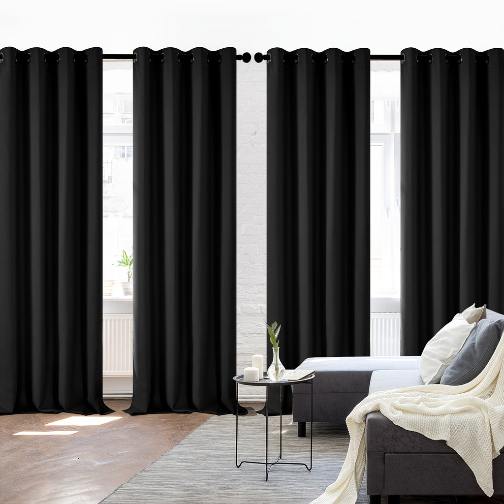 4-Panel Blackout Curtains, Thermal Insulated Curtains for Living Room Bedroom, Room Darkening Home Decor Drapes, 4pcs Curtains Set