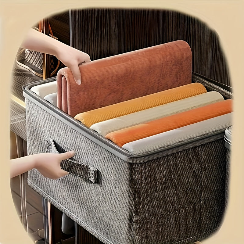 4pcs, Extra-large Foldable Cationic Storage Box, Waterproof Storage, Bed Sheet Organizers, Foldable Storage And Organization Boxsuitable For Wardrobes, Bedrooms, Kitchens, Books, Multi-functional Storage And Organization Box(dual Zippers, 3 Handles)