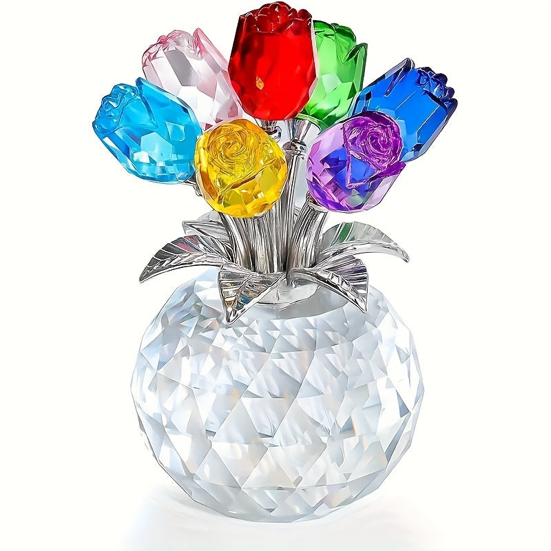 Colored Artificial Rose Bouquet - Crystal Rose Bouquet for Anniversaries, Mother's Day, Father's Day, Christmas, Valentine's Day, And National Grandparents' Day - Eternal Rose Decoration Gift