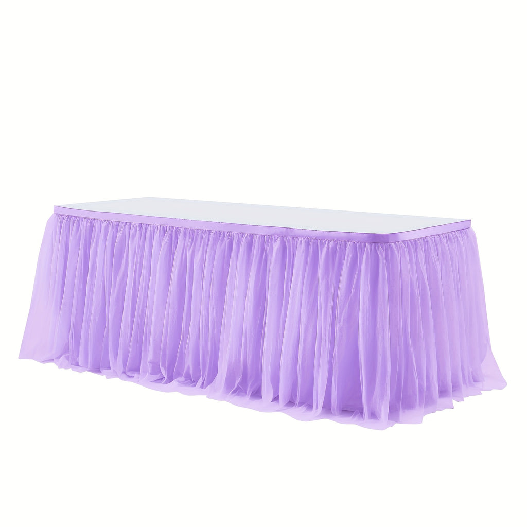 6Ft Pink Tulle Table Skirt Tablecloth, Pink Ruffle Tutu Table Skirts, for Rectangle Tables Or Round Tables Desk Skirt for Princess Birthday Party Cake Dessert Table Decorations Halloween, Christmas