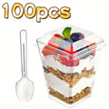 (Quick Arrival) 25/50/100/150/200 Packs 5/8oz Plastic Dessert Cup with Lid & Spoon Set, Pudding Cup with Lid, Mini Dessert Cup, Party Gathering Use, Suitable for Large Gatherings, Family Gatherings, Camping Picnics