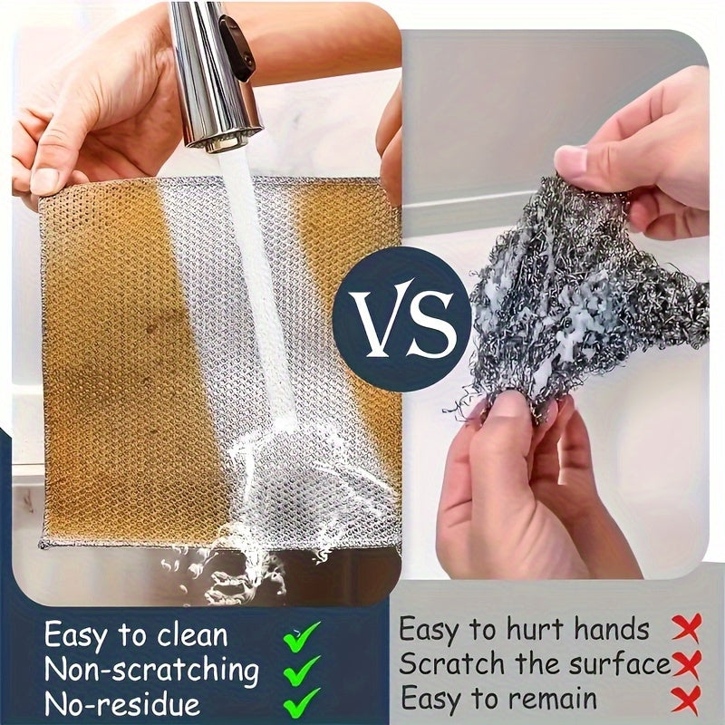 50-Pack Reusable Stainless Steel Kitchen Scrubber, Scratch-Resistant Knitted Cleaning Cloth for Dishes, Pots, and Pans