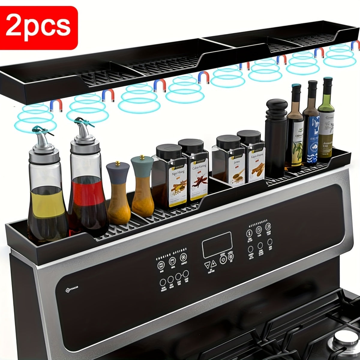 30-Inch Silicone Stove Organizer Rack Equipped with Strong Suction Cups, Heat-Resistant And Safe for Dishwashers, Suitable for Restaurants And Home Kitchens.