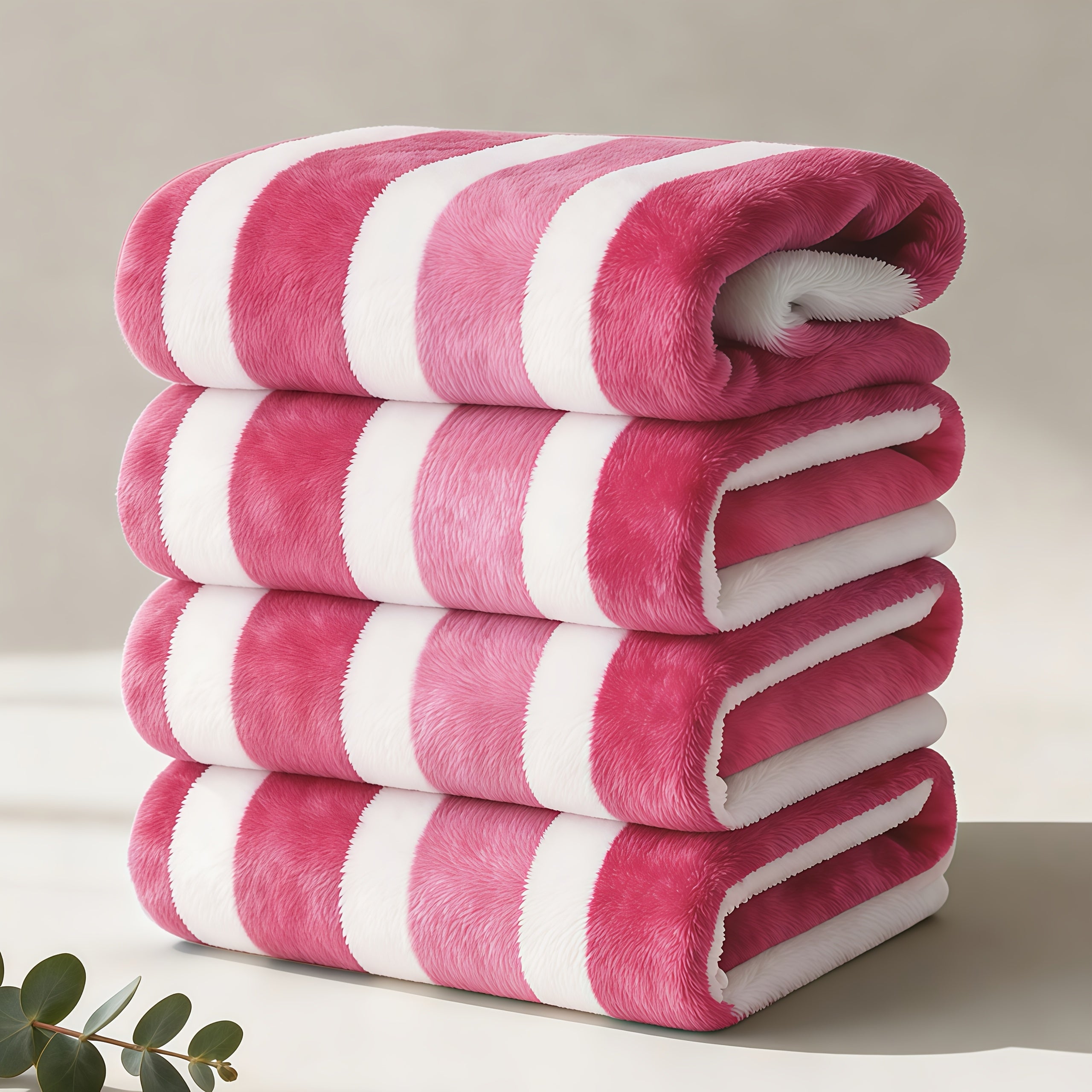 1/4pcs Bath Towel Set, No Hair Loss, Highly Absorbent & Quick-Drying | Ultra-Soft Microfiber Beach Towels For Adults, Two-color Striped Interval Bath Towels Perfect For The Beach, Spa, Gym & Home Bathroom Essentials - 27 X 55 Inches