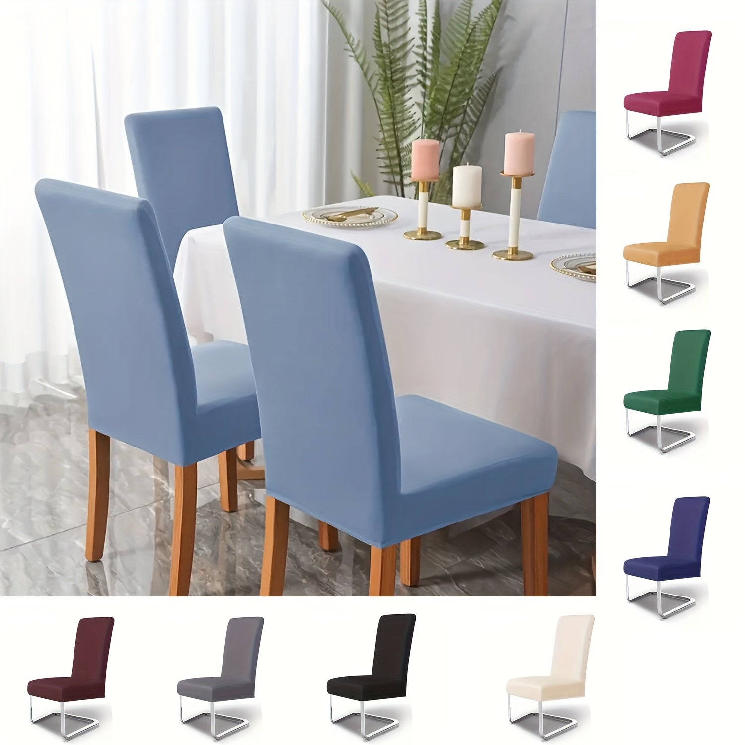 4pcs Set/6pcs Set Milk Elastic Home Kitchen Dining Chair Slipcover, Chair Cover, Furniture Protector For Wedding Office Living Room, Valentine'S Day Gift, Valentine'S Day Decorations