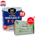 154/220 - Premium Paper Plates, 10 Inch Microwave-Safe, Cut Resistant, Soak-Proof, Sturdy Disposable Plates For Everyday Breakfast, Lunch, & Dinner Meals, Kitchen Decor, Kitchen Accessories, Wedding, Camping, Independence Day, Daily, Household ItemsUltra,