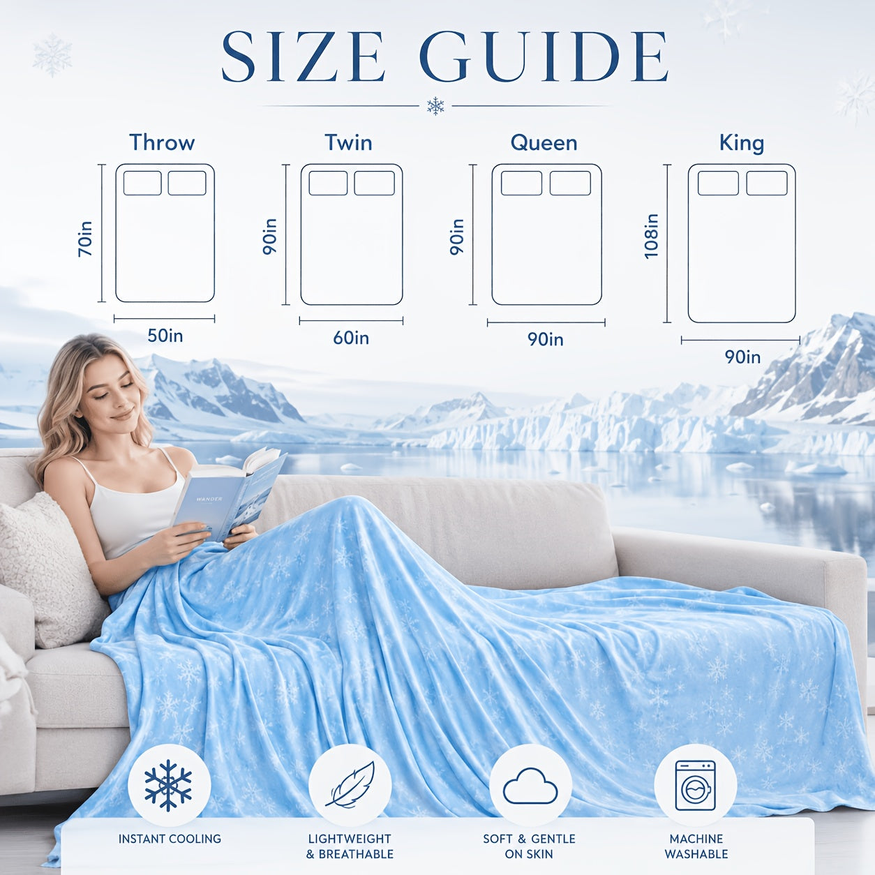 Premium Double Layer Cooling Blanket for Hot Sleepers, Soft Cool Touch Summer Blanket, Lightweight Breathable Cooling Throw for Bed, Couch, Sofa, RV Travel & Warm Nights