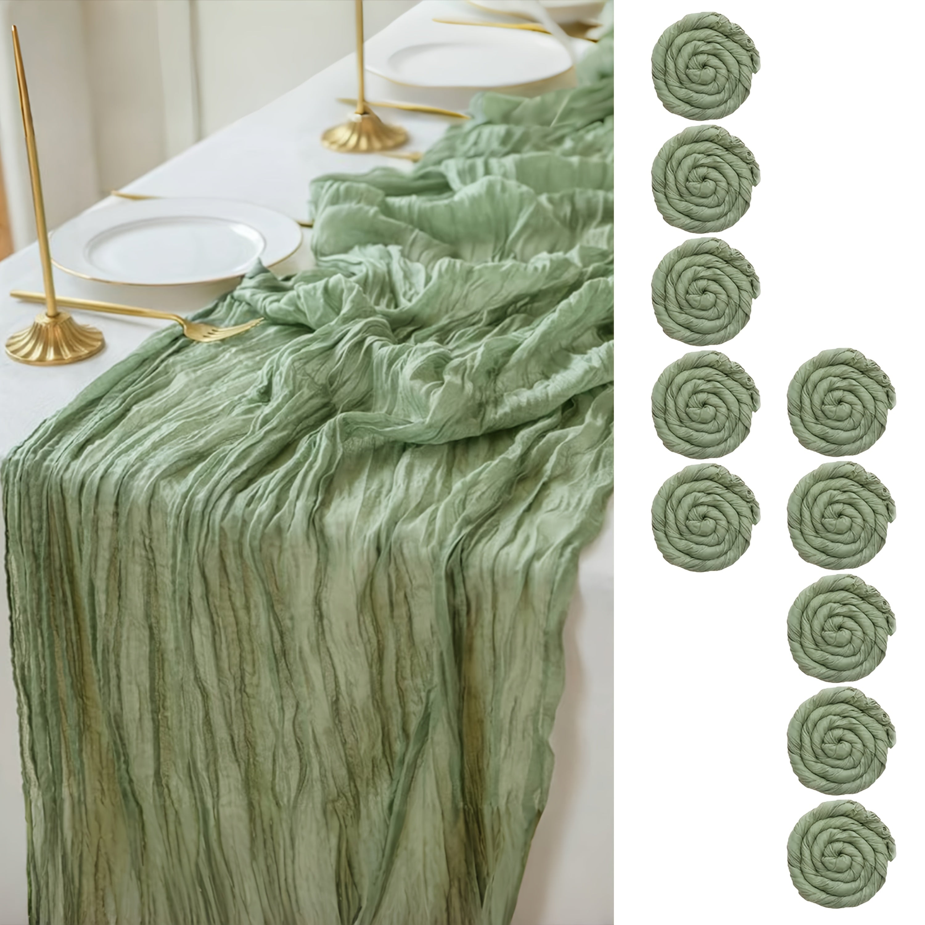 10pcs Pcs Cheesecloth Table Runner Suitable for Wedding Reception, -Edged Sheer Gauze Table Decor with -Edged Edges, Rectangular Runners for Boho Rustic Bridal Shower, Birthday Party, Graduation, Outdoor Events - Multi-Color
