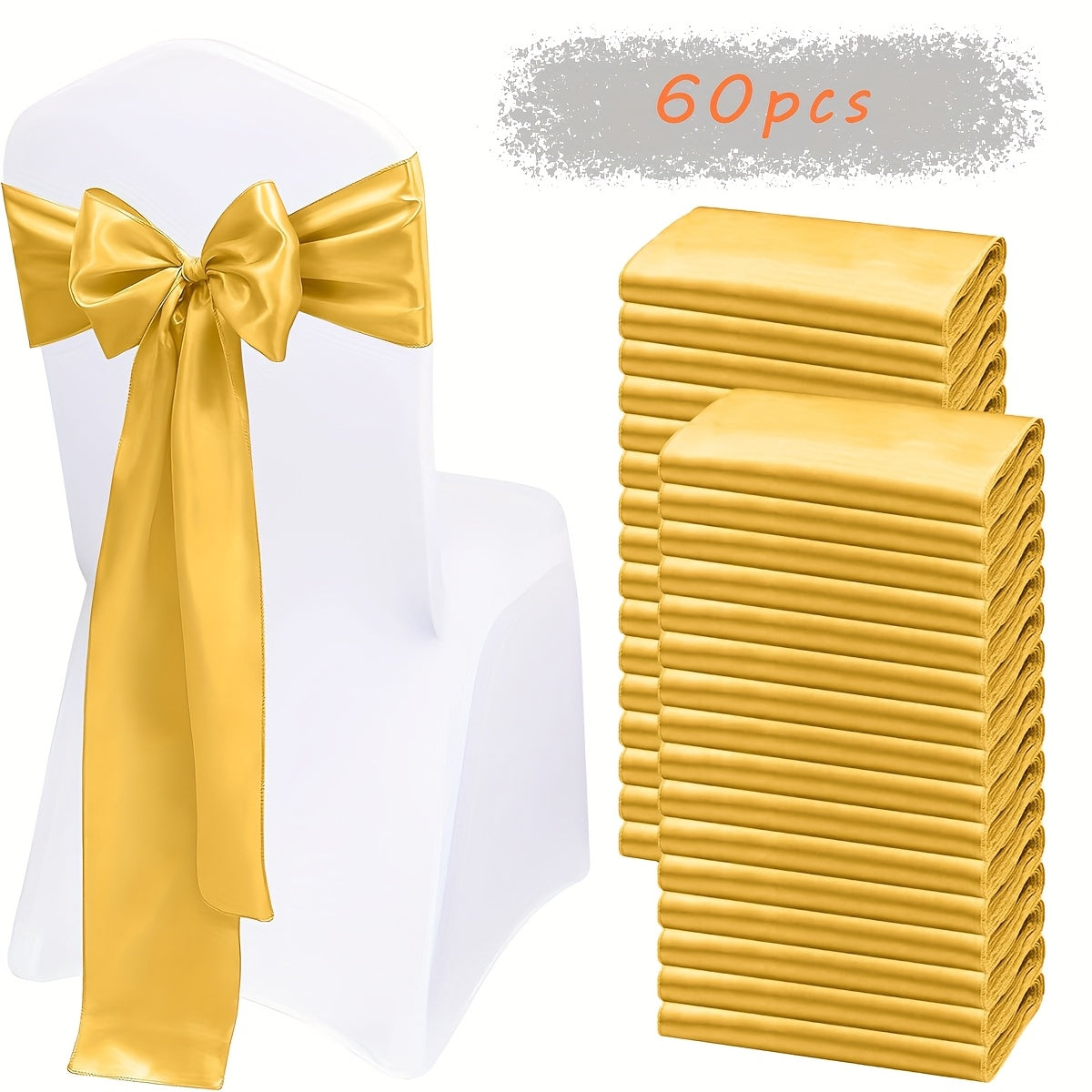 60pcs Satin Chair Sashes - 7x108 Inch Decorative Bows for Wedding, Christmas, Thanksgiving Banquet Party, Graduation & Outdoor Events (Multiple Colors)