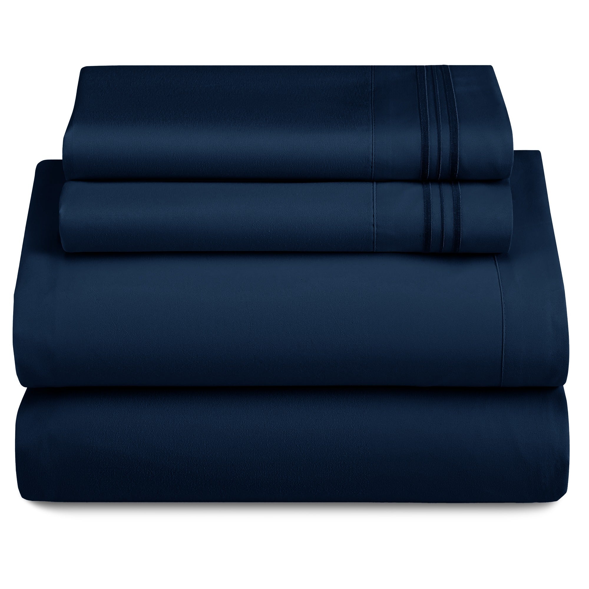Lux Decor 4 Pieces Solid Bedsheets - 1800 Series Stylish Comfy Bedding Sheet Set - Hotel Luxury Skin Friendly Cooling Sheets & Embroidered Pillowcases Without Filler - Classic Collection With 16 Inches Deep Pocket Room decor - Shrinkage & Fade Resistant
