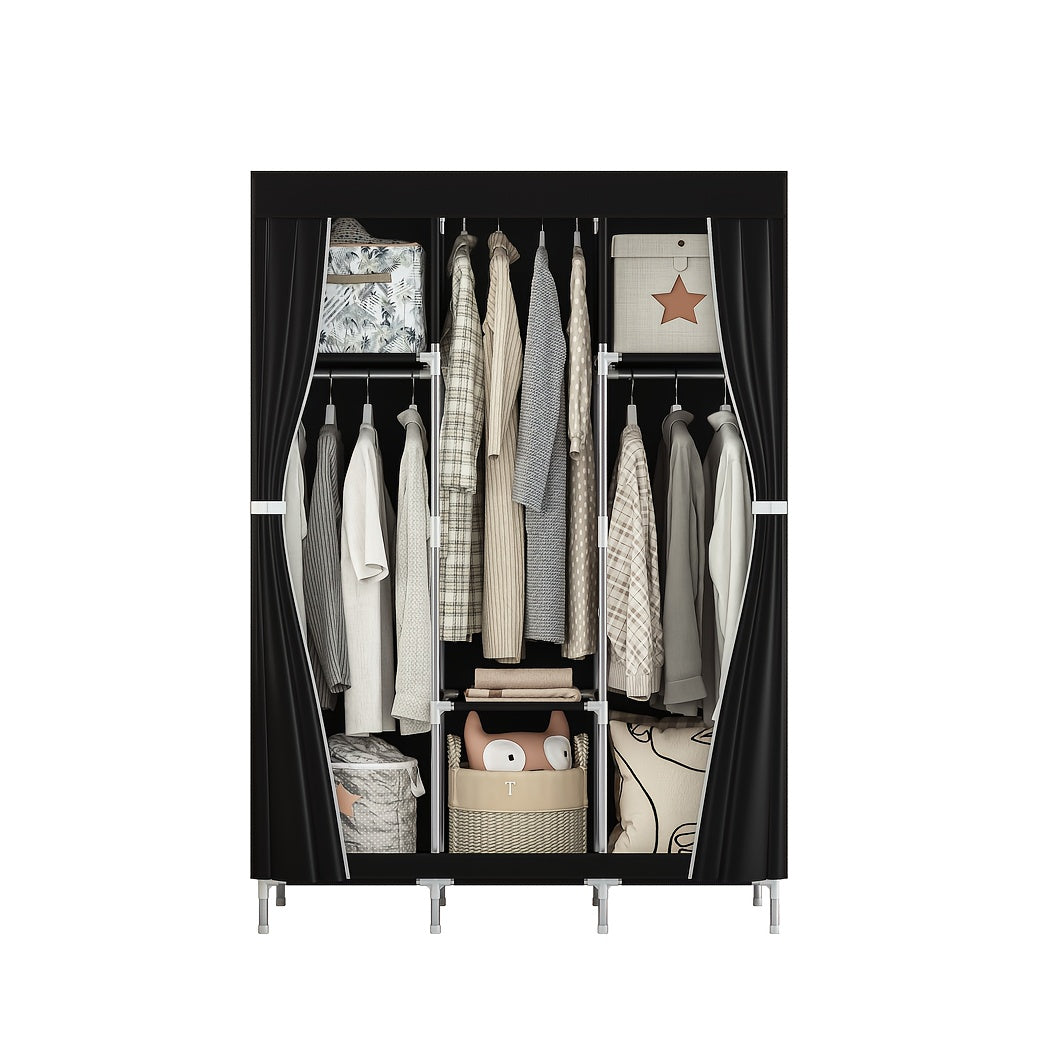 Portable Wardrobe Closet Storage Organizer Metal Hanging Rack Non-Woven Fabric 51 Inch, Portable Closets